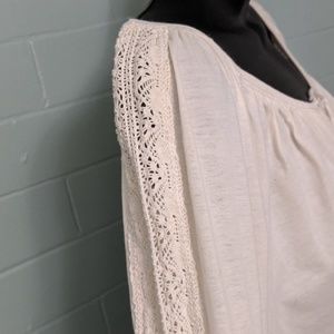 nwot ralph Lauren knit top_L off white lace sleeve